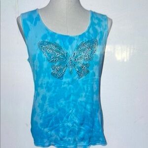 Blue Butterfly Embellished Women's Top